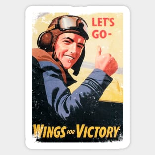 Let's Go Wings For Victory | Poster Retro WWII Sticker